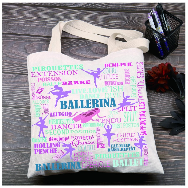 FEELMEM Ballerina Ballet Tote Bag Ballet Lovers Gift Ballet Canvas