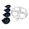 4x Large Egg Poacher Cups & Stainless Steel Rack, Durable