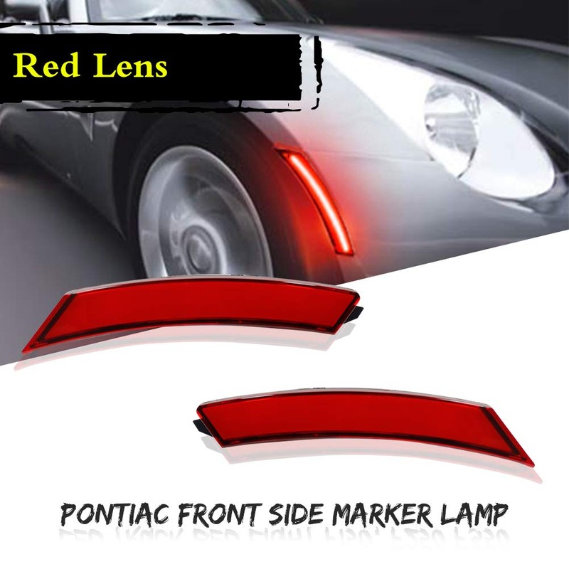 GTINTHEBOX Red Lens Red LED Front Side Marker Lamps Compatible
