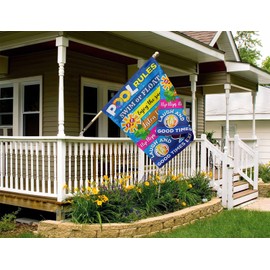 Pool Rules Signs and Decorations Outdoor, Summer Garden Flag Double Sided Burlap 12x18Inch