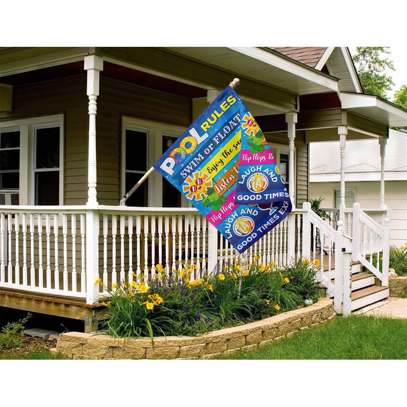 Pool Rules Signs and Decorations Outdoor, Summer Garden Flag Double