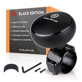 FOURING Large Universal Steering Wheel Spinner Knob - Sleek Black Finish | Effortless Steering for Cars, SUVs, Trucks, Tractors, Boats & More