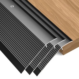 Heneymo 3 Pack Aluminum Floor Transition Strip, Door Thresholds Bridge The Height from 0.4″to 1.6″, for Wood, Tile, Carpet Laminate, Vinyl, Concrete, Size 36″×3.9″×0.35″ (Black)