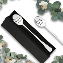 Grandma Grandpa Gifts Birthday Gift Easter Gifts Christmas Gifts Mother's Day Gifts Thanksgiving Gift Gifts for Grandma Grandpa Set of 2 Spoons Coffee Spoons with Engraving from Grandson Granddaughter