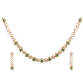 TARINIKA - Collar corto Uri de oro amarillo delicado con diseño floral, conjunto de joyas para mujer, perfecto para ocasiones informales, conjuntos de joyas indias para mujeres, 1 año de garantía,