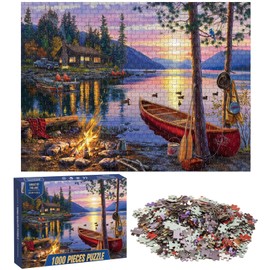 Ledeak 1000 Piece Jigsaw Puzzles for Adults, Impossible Adult Jigsaw Puzzle, Difficult Jigsaw Puzzles for Adults, Challenging Puzzles Educational Games, Home Decoration Puzzle (Sunset by the Lake)