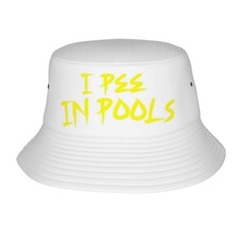 I Pee in Pools Bucket Hat Unisex,Funny Quote Humor Fisherman Cap Packable Casual Lightweight Travel Beach Sun Hats for Outdoor Headwear,White
