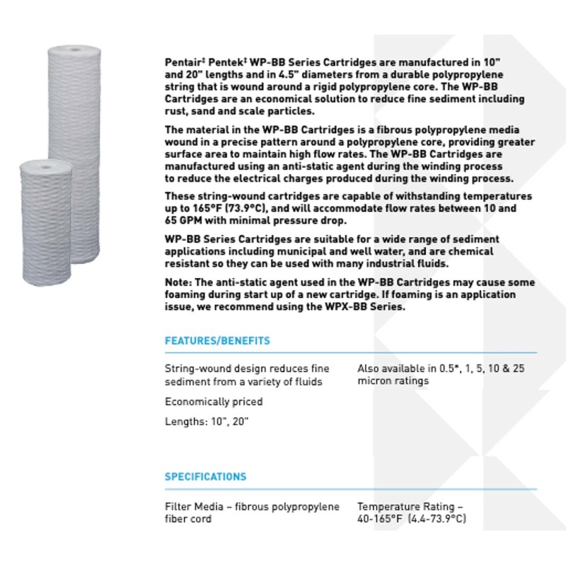Pentair Pentek WP25BB20P Big Blue Sediment Water Filter, 20-Inch, Whole