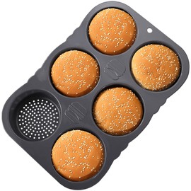 atrccs Silicone Hamburger Bun Mold 6 cavity loaf pan Non Stick Baking Pannon-stick pan easy to release household silicone food baking New Baking tool
