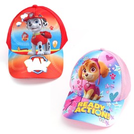 MIUNUO Pat Patrol Children's Baseball Cap, Children's Boys, Pat Patrol Children's Cap, Children's Baseball Cap, Adjustable Sun Protection Hat for Girls Boys, Pink and Red, Pack of 2, blue