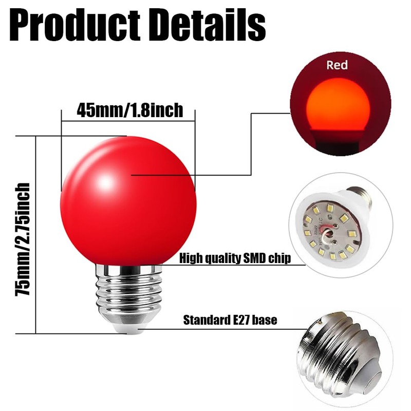 Jiotouhu 20 x 2W E27 G45 LED Golf Ball Bulbs
