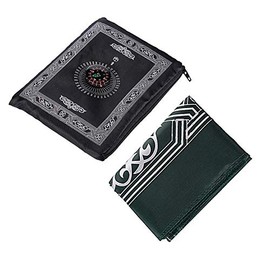 KAV Prayer Mat for Travel with Compass, Pocket Size Carry Bag and Attached Compass, Prayer Mat, Portable Nylon Waterproof Easy to Carry Pocket Prayer Mat, 60 x 100 cm, Blue