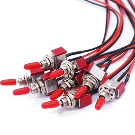 Twidec/8Pcs Mini Toggle Switch SPST 2 Position 2 Pins ON/Off AC 125V 5A AC 3A 250V with Pre-soldered Wires MTS-101-X
