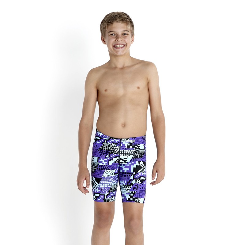 Speedo HydroTurn Allover Panel Boys Jammer Print 17 Black Black/Violet
