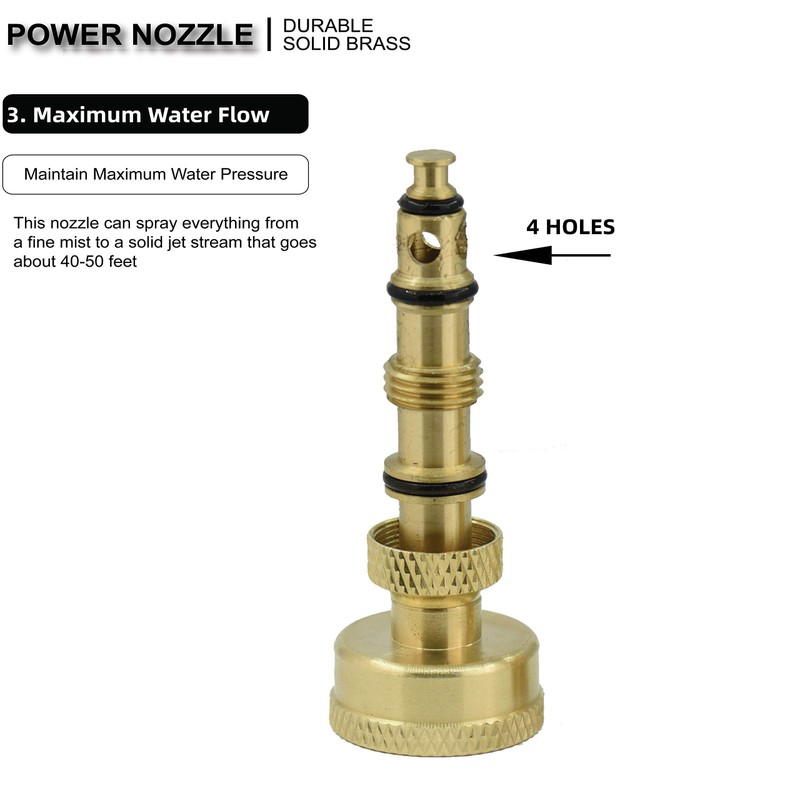 PLG Heavy Duty Brass Adjustable Garden Hose Nozzle & Hose
