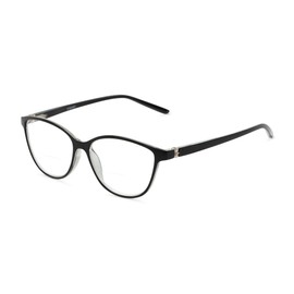 Cat Eye Bifocal Reading Glasses in Black by Readers.com | The Lenora | +1.75