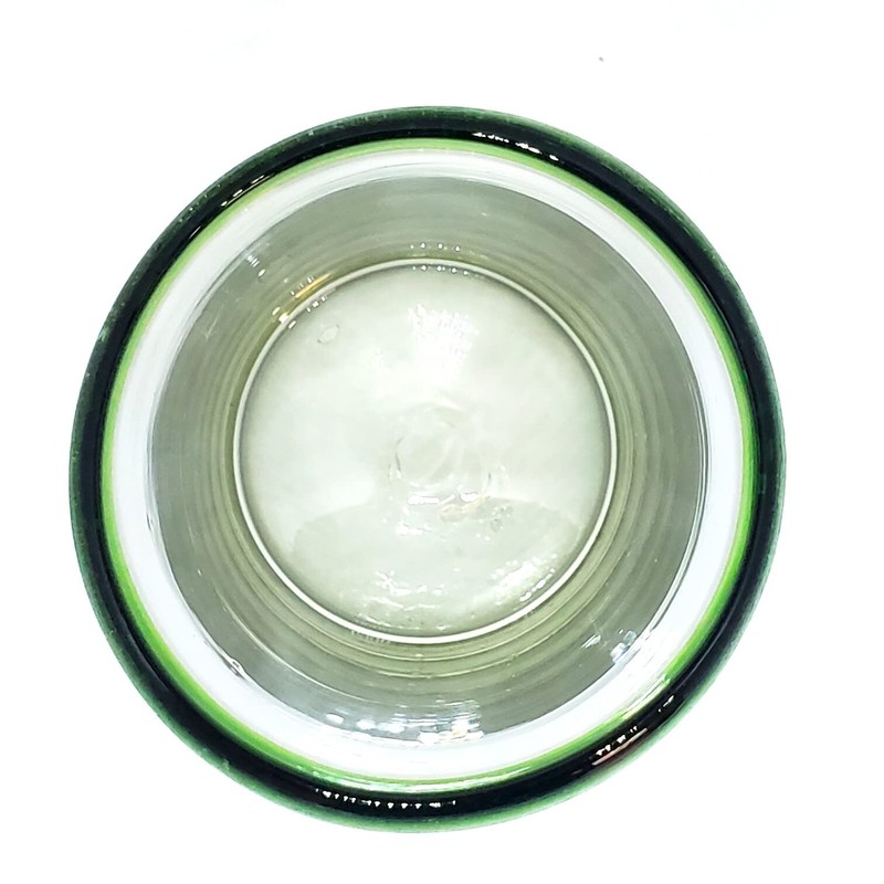 MexHandcraft Emerald Green Rim 14 oz Drinking Glasses (set of