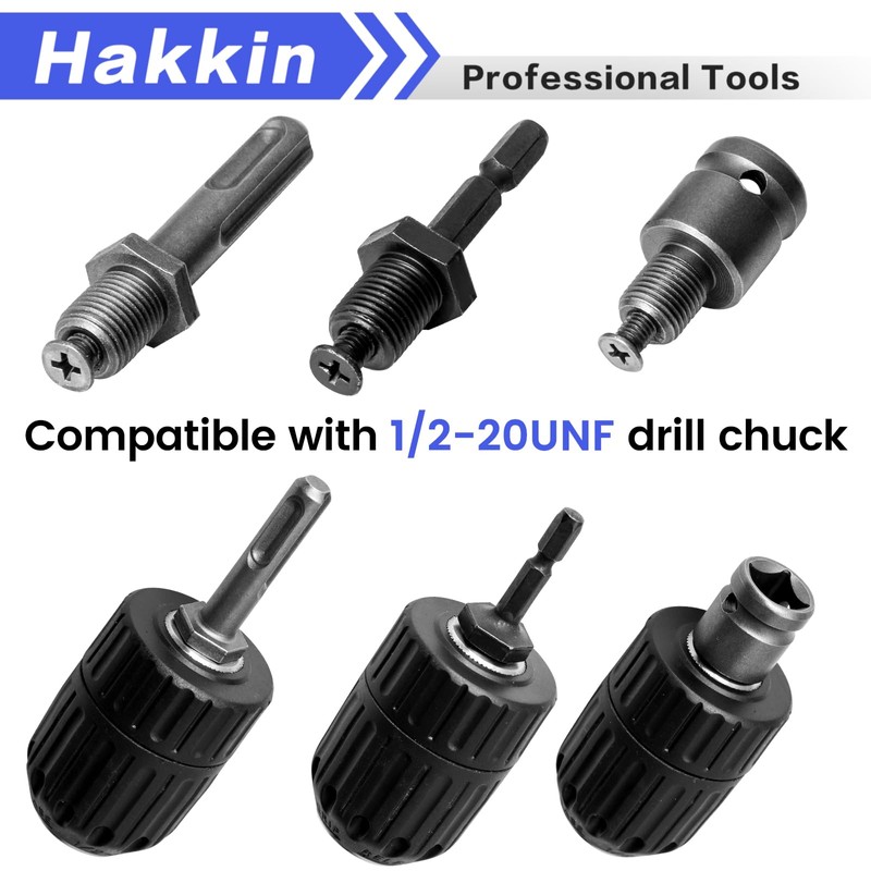 Hakkin 2-13mm Keyless Drill Chuck Adapter, 1/2-20Unf Drill Chuck with