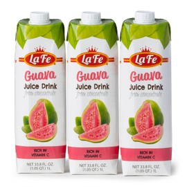 La Fe 100% Real Organic Guava Juice – All Natural Fresh Tropical Guava Juice Drink, Rich in Vitamin C, Sweet & Refreshing for Kids, Family & On the go, No Artificial Flavors, 3-Pack, 33.8 Fl Oz Each
