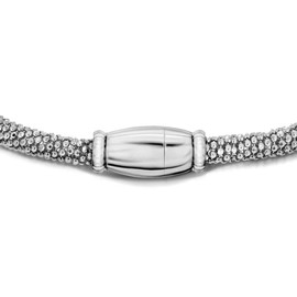 Tuscany Silver Women's Sterling Silver 8 mm Rhodium Plated Sparkle Magnetic Bracelet of Length 19 cm/7.5 Inch