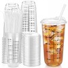50 Set 20oz Ratio Lines Plastic Cups with Sip Lids