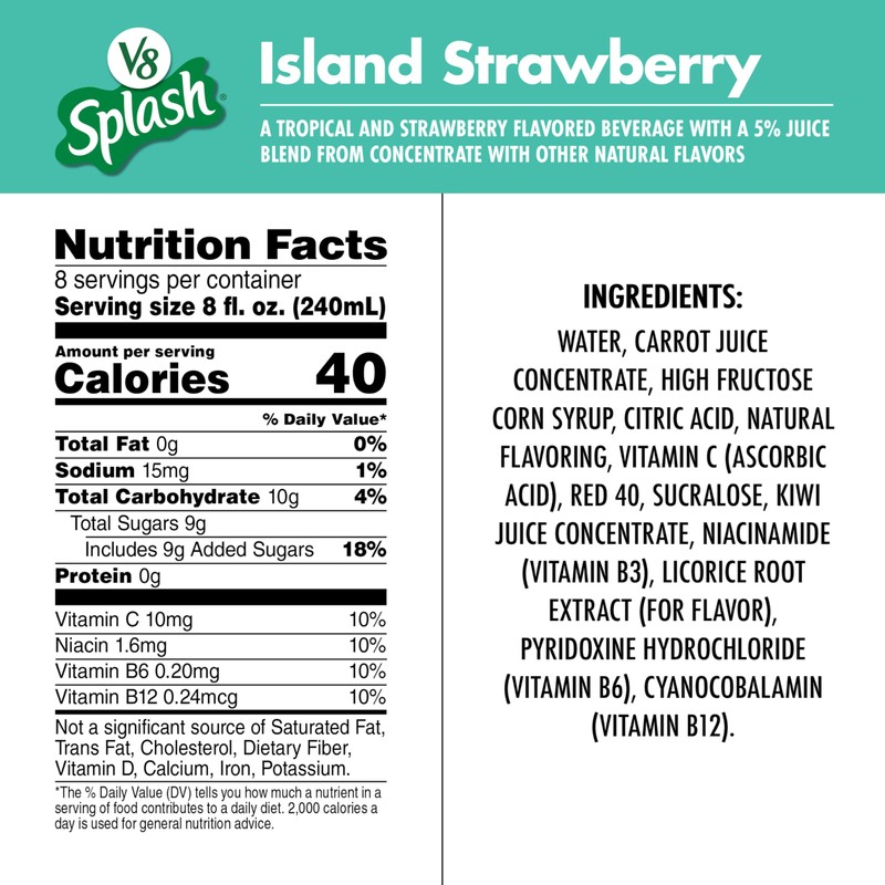V8 Splash Island Strawberry Flavored Juice Beverage, 64 fl oz