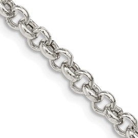 GlittersandGold Sterling Silver 4.25mm Semi-solid Rolo Chain Necklace
