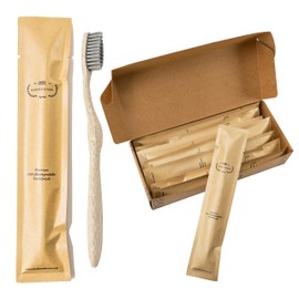 Biodegradable Eco-Friendly Toothbrushes - Individually Sealed - BPA Free Soft Bristles - Sustainable - Recycled Packaging (Pack of 100)
