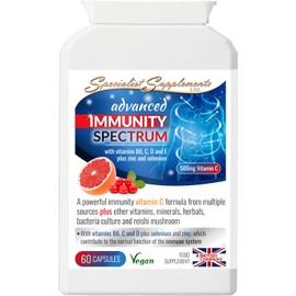 Advanced Immunity Spectrum, Vitamin C Formula with Vitamins B6, D, E, Selenium, Zinc and Lactobacillus Acidophilus, 60 Capsules