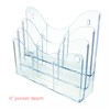 Deflecto 47631 Three-tier docuholder organizer with 6 removable dividers, clear