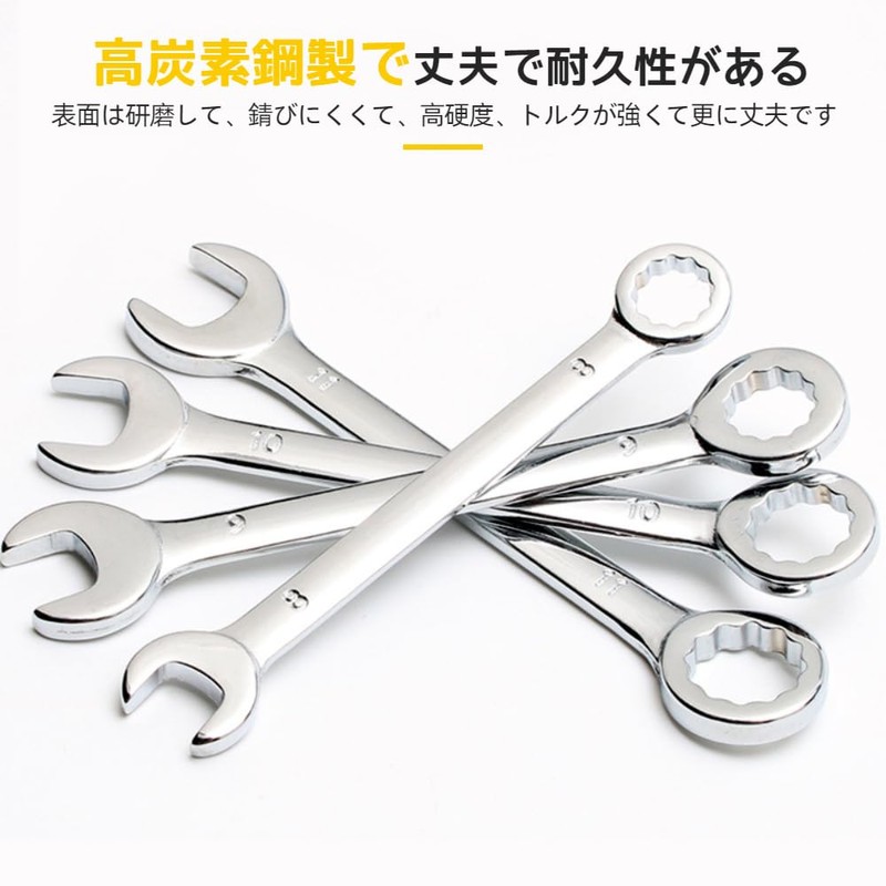 KALOLINNA Mini Spanner Set, Combination Wrench, 10 Piece Set, Dual