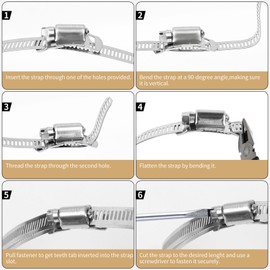 SMLCON 304 Stainless Steel Hose Clamps - For DIY,Cut-To-Fit 11.5 FT Metal Strap + 10 Stronger Fasteners Assortment Kit Large Adjustable Worm Gear Band Screw Clamps Duct Pipe Metal Clamp Strapping