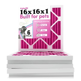 16x16x1 Air Filter by Colorfil | Color Changing Filters for Cat and Dog Odor | MERV 8 Furnace AC Filter for Pet Hair and Dust | 15.75"x15.75"x0.75" Exact Size | Pack of 6