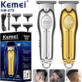 Kemei-679 Hair Clippers Trimmer Cutting Beard Wireless Barber Shaving Machine KS - Classic Sliver