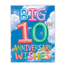 The Best Card Company - 1 Jumbo 10th Anniversary Notecard w/Envelope (8.5 x 11 Inch) Big Congratulations for Marriage (Not 3D or Raised) - Inflated Messages 10 (Not Actual Balloons) J5651CMAG-US