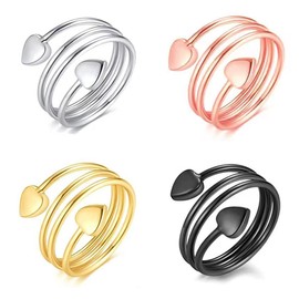ARHZ 4 Items Heart Magnetic Rings Love Magnet, Ring Magnetic Rings with Fine Quality Adjustable Rings for Men and Women (Gold + Silver + Rose Gold + Black)