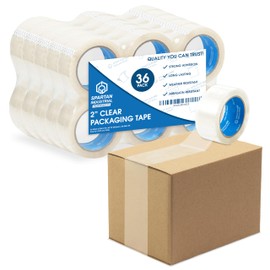 Spartan Industrial - 2" X 60 yd Clear Shipping Tape Rolls - 36 Rolls of Heavy Duty Box Tape for Moving, Packing, Shipping, Storage - 2.7 Mil