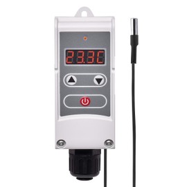 EMOS P5684 Contact Thermostat with Remote Sensor, Adjustable Switching Sensitivity and Digital Display / Pipe Feeding Thermostat Setting Range 5°C to 90°C, 45 x 45 x 130 mm