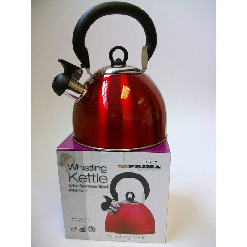 2.5 Litre Whistling kettle - Red - Folding handle