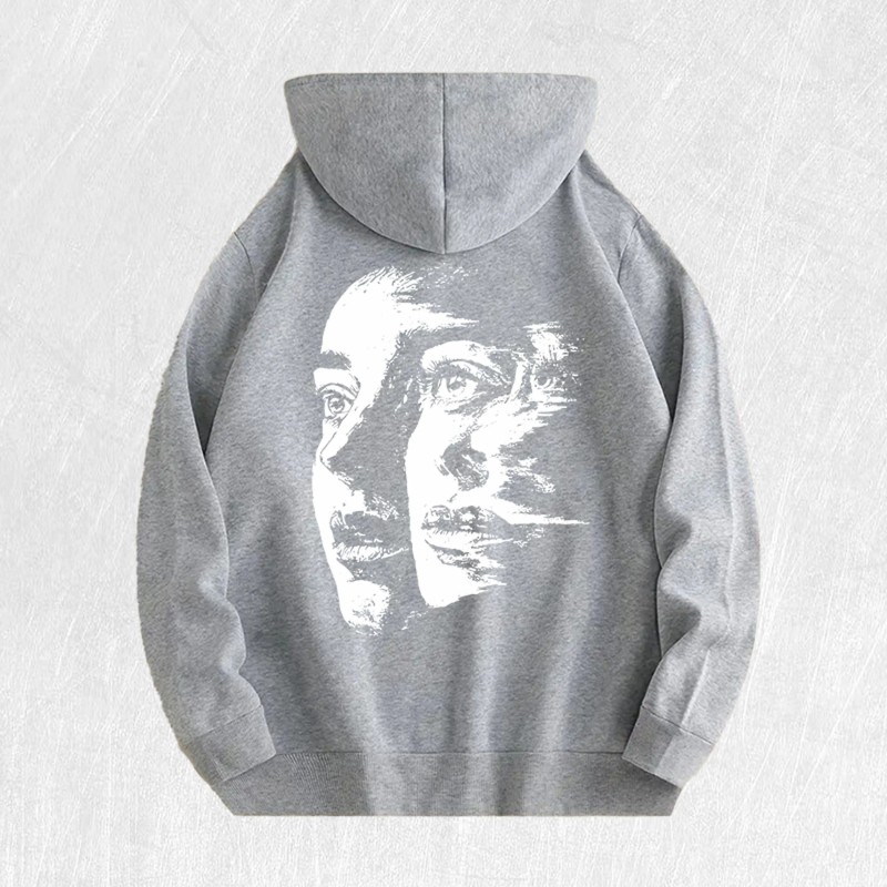 Abstract Face Graphic Hoodie 100% Cotton US Warehouse 6 ColorsColor:
