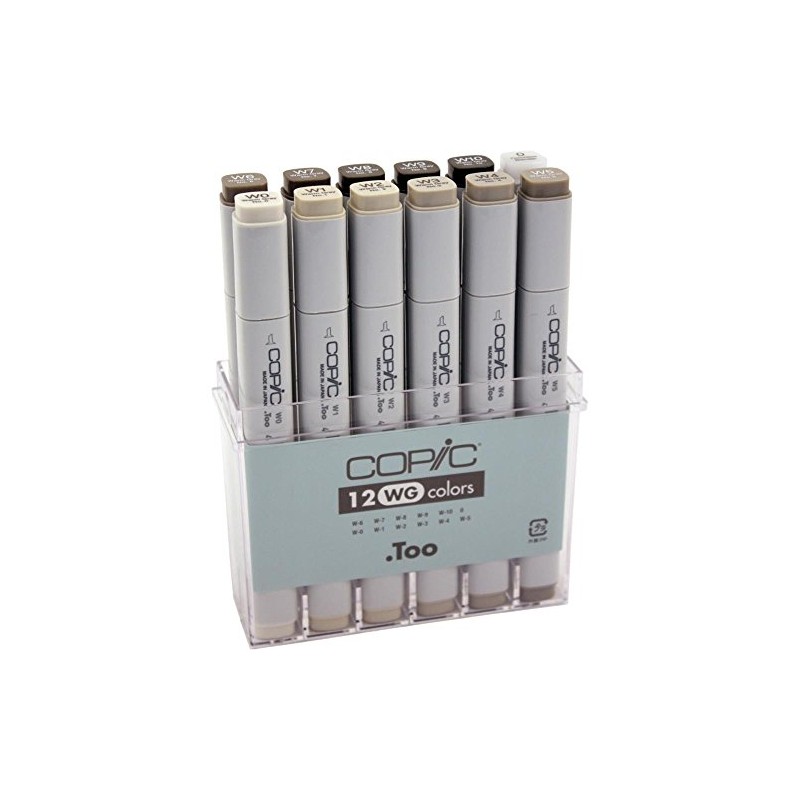 COPIC Professional Marker Set of 12 Grey WG Warm Grey