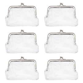 FINGERINSPIRE 6 Pcs Vintage Clear Coin Purse Metal Kiss Lock Change Pouch 4.5x3.7inch Transparent Waterproof PVC Coin Wallet Key Coin Earphone Holder Wallet Bag Organizer for Girls Woman