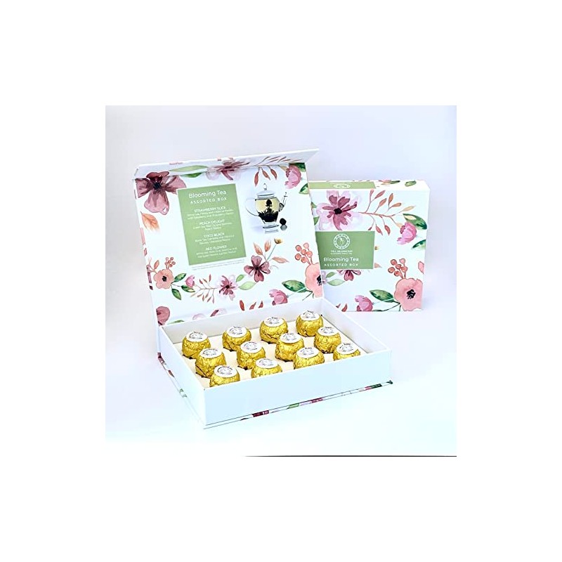 Tea Blossoms Assorted Blooming Tea Balls Sampler Gift Box, 12