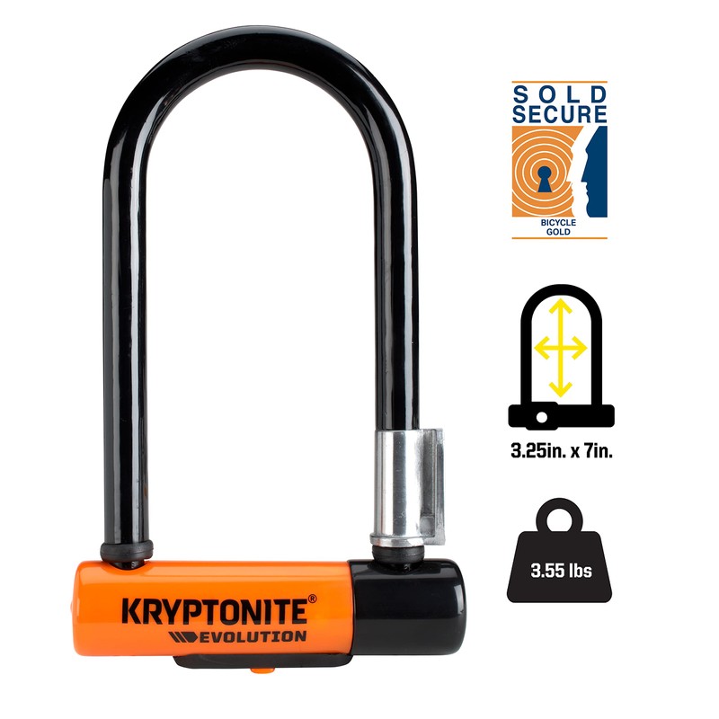 Kryptonite Evolution Mini-7 Bike U-Lock with Cable, Heavy Duty Anti-Theft