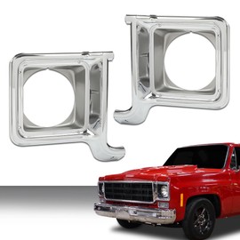 CHEDA Headlight Trim Bezel Headlight Door Chrome Silver Compatible with Chevy Blazer GMC Jimmy 1973-1978 GM2513134, GM2512134, 376628, 376627 Driver & Passenger Pair