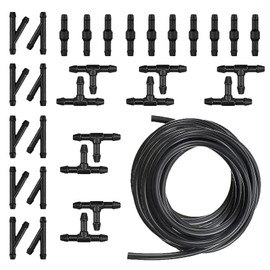 DACIRTY 30 PCS Front Windshield Washer Hose Kit, 13 ft. Washer Hose and T-type Y-type I-type Hose Fitting, Connects to Pump Nozzle Mounting Fittings, Universal Fit for Most Cars (Black)