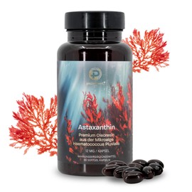 Astaxanthin Hochdosiert – Astaxanthin 12 mg Premium Oleoresin pro Kapsel | 60 Softgels aus Haematococcus Pluvialis | Vegan, Glutenfrei, Frei von Gentechnik | Hochdosiert & Natürlich