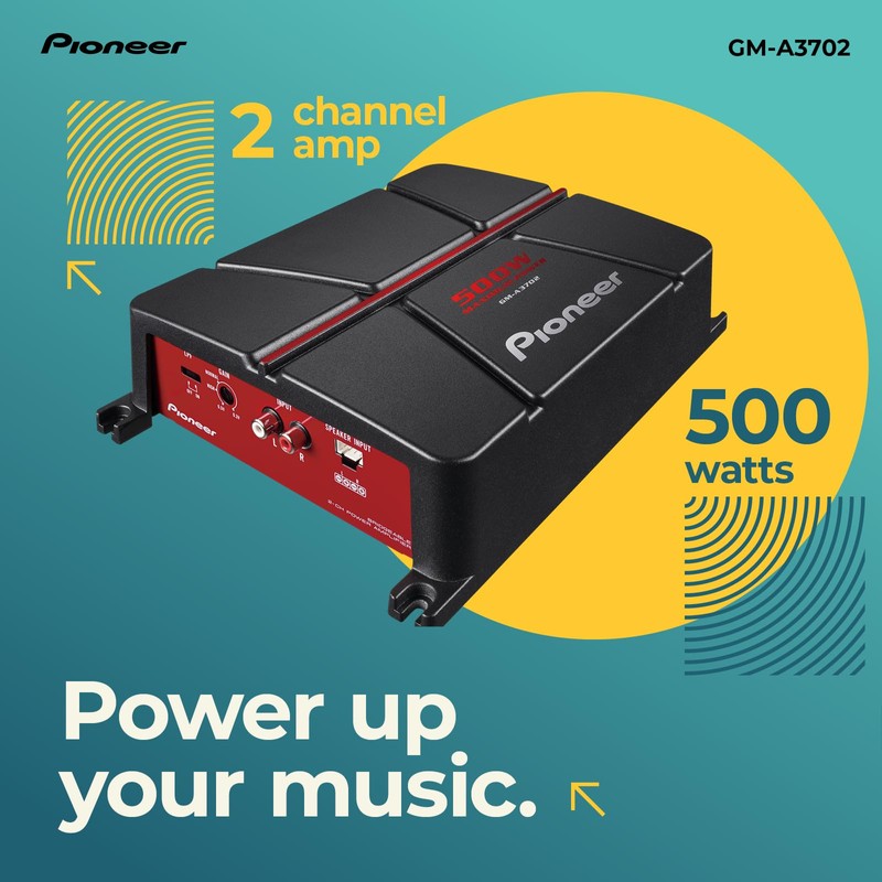 Pioneer GM-A3702 2-Channel Car Amplifier – 500W Max, Class AB,