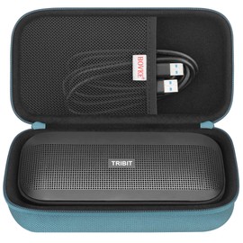 BOVKE Carrying Speaker Case for Tribit StormBox Flow Bluetooth Portable Speaker, Extra Mesh Pocket for Bluetooth Speakers Charger, Charging Cables, Blue