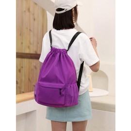 RITUEXCESS Drawstring Backpack Sports Gym Bag with Shoe Compartment, Women Men Waterproof Drawstring Backpack Drawstring, Weekend Outing Bag, Backpack (purple)